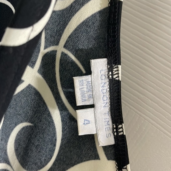 London Times women's black and white swirled dress, size 4 - Picture 6 of 10